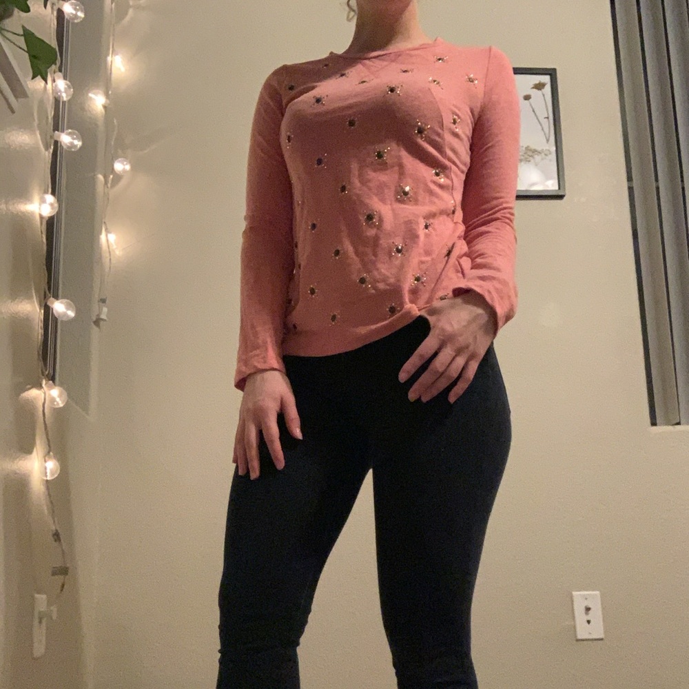 Salmon bedazzled long sleeve.